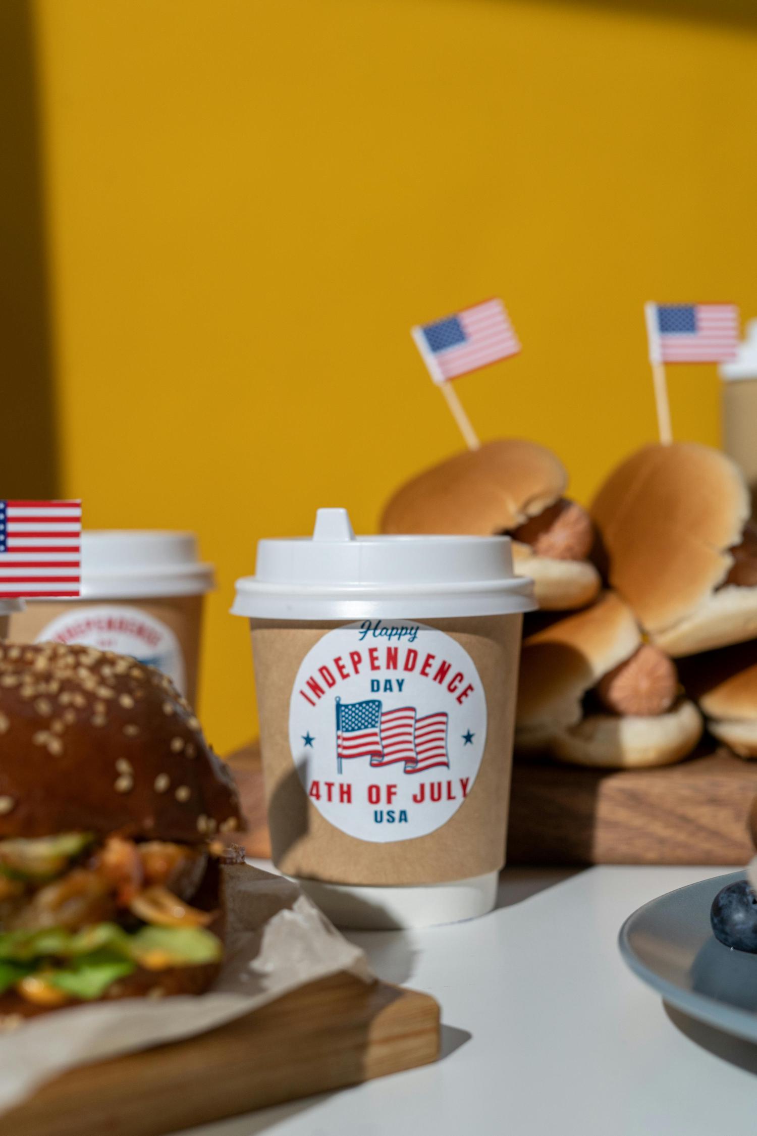 Independence Day food includes a cup with a 