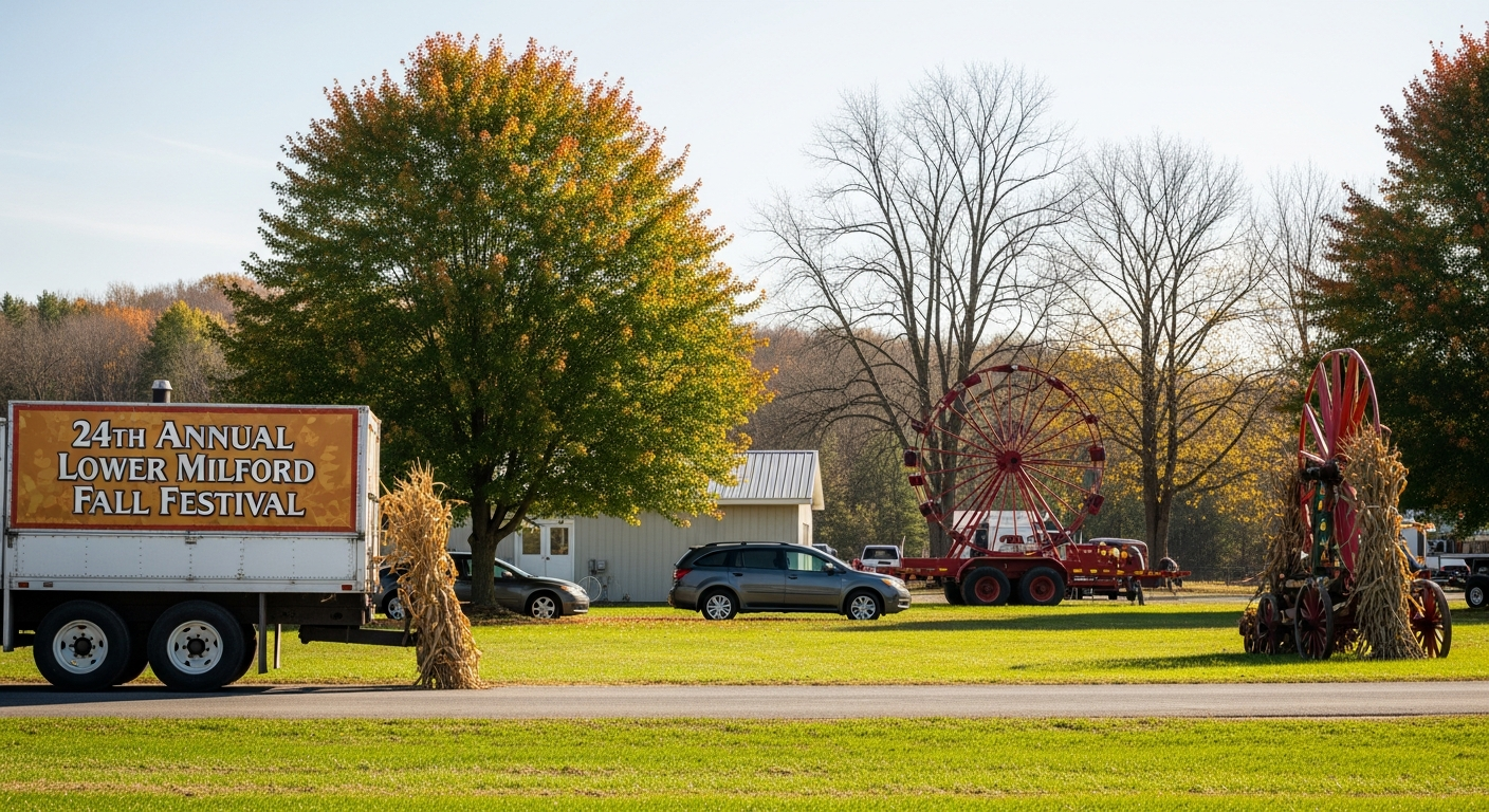 A truck displaying a banner for the 